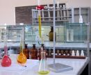 School chemistry lab and desk.